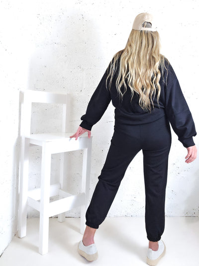 Life Co.Ord Joggers and Jumper set Black