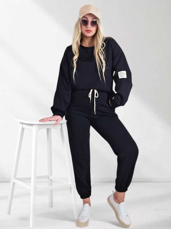 Life Co.Ord Joggers and Jumper set Black