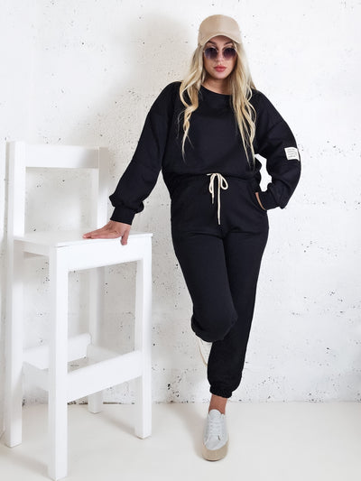 Life Co.Ord Joggers and Jumper set Black