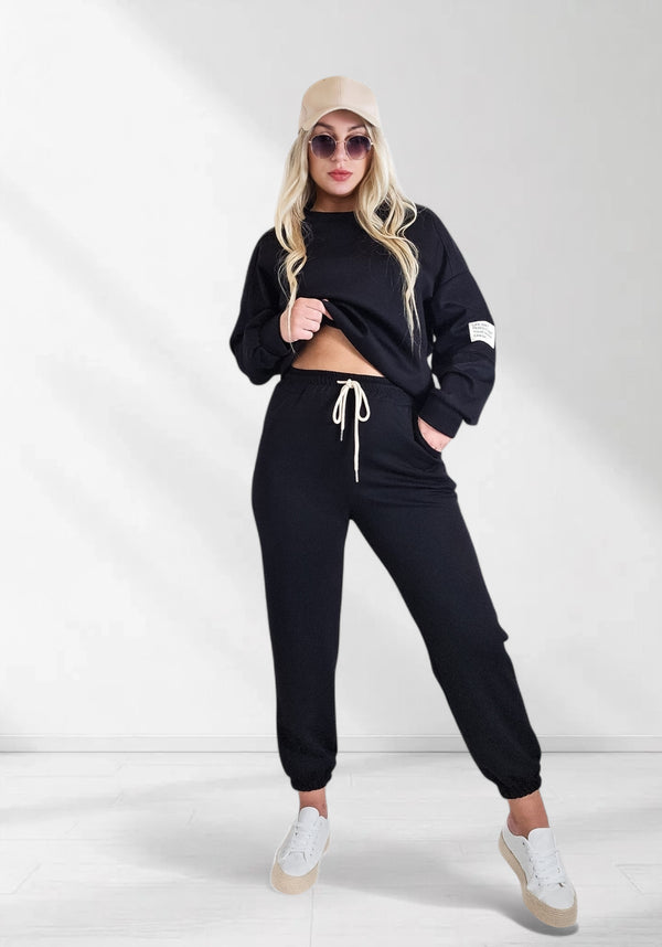Life Co.Ord Joggers and Jumper set Black