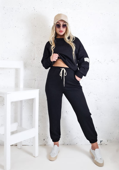 Life Co.Ord Joggers and Jumper set Black