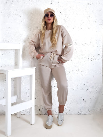 Life Co.Ord Joggers and Jumper set Beige