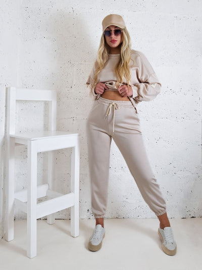 Life Co.Ord Joggers and Jumper set Beige