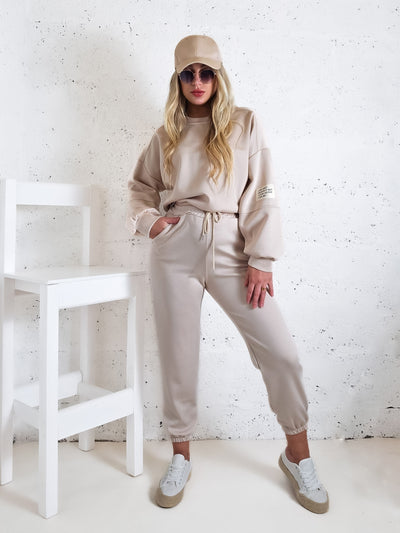 Life Co.Ord Joggers and Jumper set Beige
