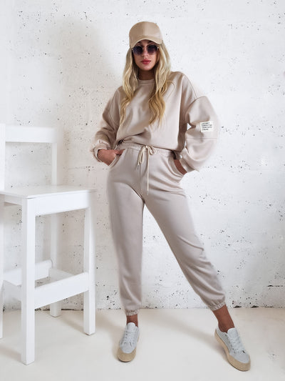 Life Co.Ord Joggers and Jumper set Beige