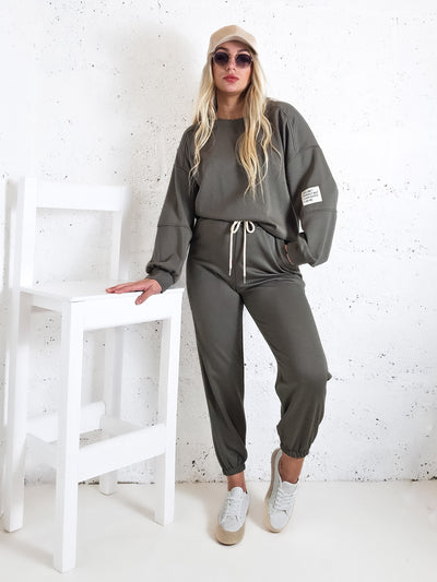 Life Co.Ord Joggers and Jumper set Khaki