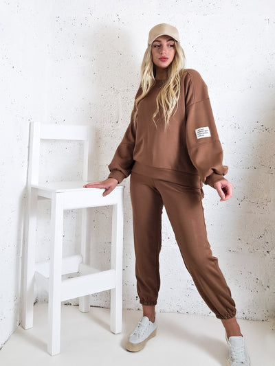 Life Co.Ord Joggers and Jumper set Camel