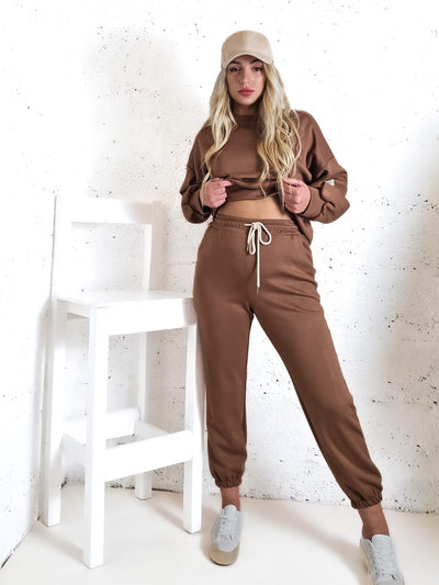 Life Co.Ord Joggers and Jumper set Camel