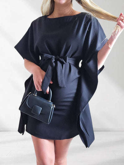 Allie Batwing tie waist dress Black