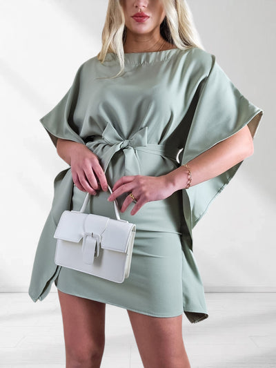 Allie Batwing tie waist dress Mint