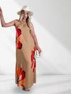 Abby Tie neck Maxi dress Camel
