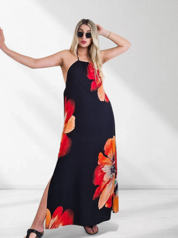 Abby Tie neck Maxi dress Black