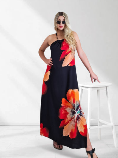 Abby Tie neck Maxi dress Black