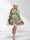 Adele V neck Printed dress Green