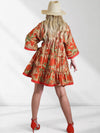 Adele V neck Printed dress Russet