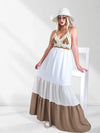 Alice Strappy Crochet Maxi dress Beige