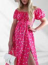 Ailyn Puff sleeve floral Maxi dress Fuchsia