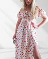 Ailyn Puff sleeve floral Maxi dress Beige