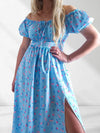 Ailyn Puff sleeve floral Maxi dress Baby Blue