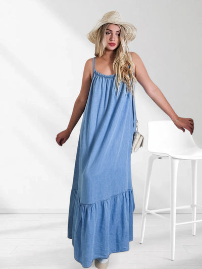 Alia Strappy Denim Maxi dress