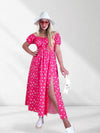 Ailyn Puff sleeve floral Maxi dress Fuchsia