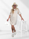 Alda crochet detail T-Shirt dress Beige