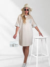Alda crochet detail T-Shirt dress Beige