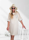 Alda crochet detail T-Shirt dress Beige