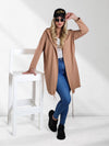 Hooded printed cardigan Star Camel