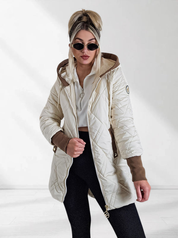 Emily hooded quilted coat Cream