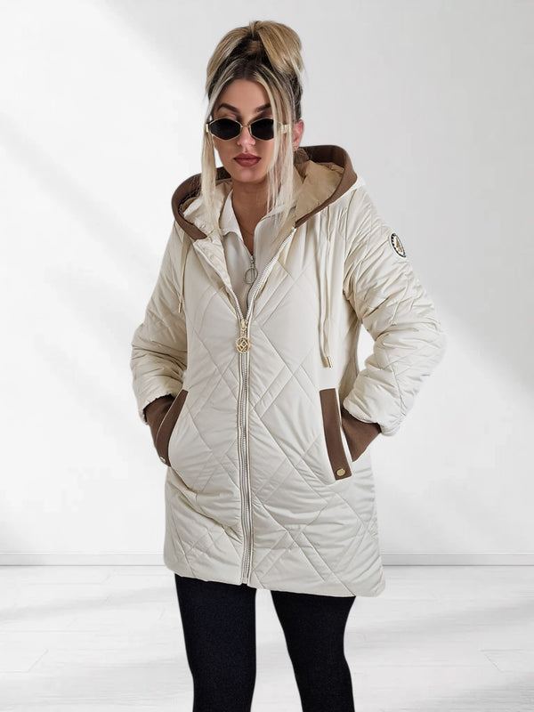 Emily hooded quilted coat Cream