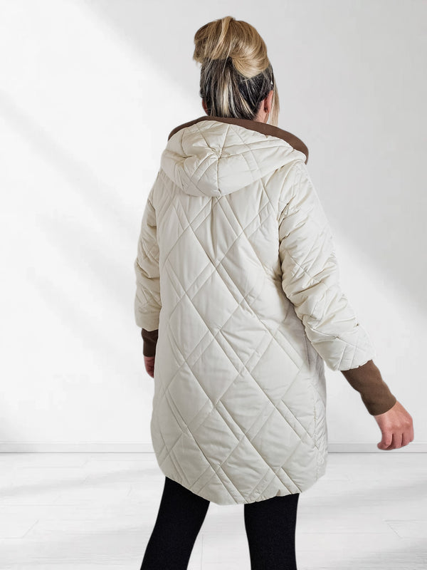 Emily hooded quilted coat Cream