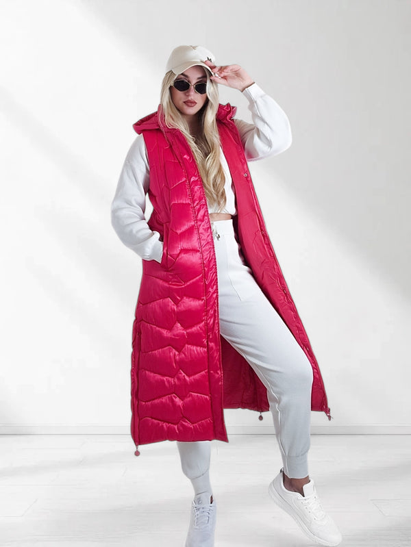 Stacey Fuchsia hooded quilted gilet