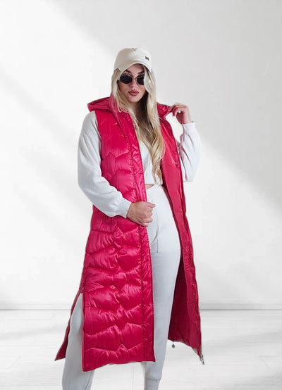 Stacey Fuchsia hooded quilted gilet