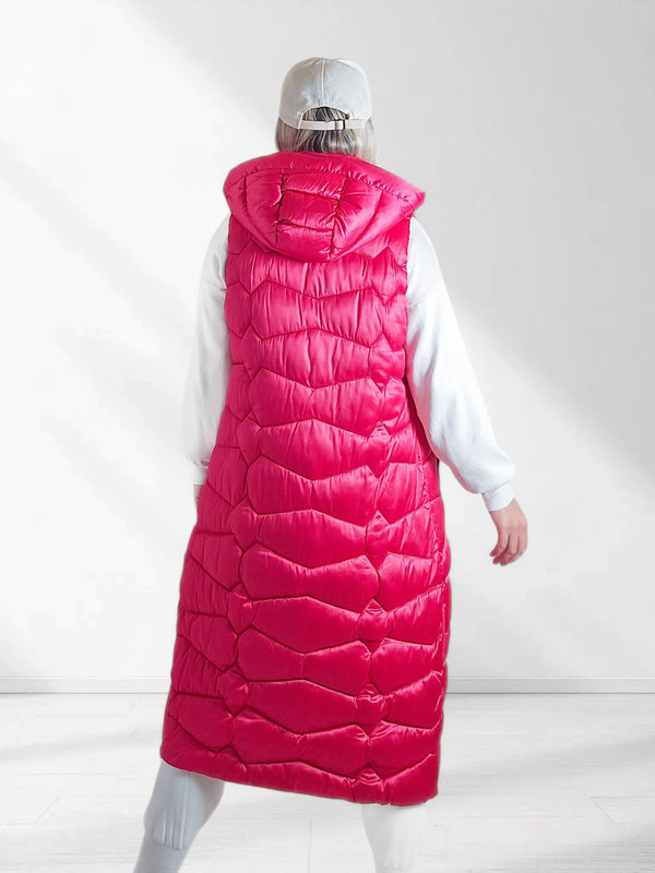 Stacey Fuchsia hooded quilted gilet