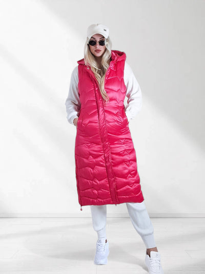Stacey Fuchsia hooded quilted gilet