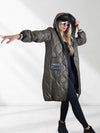 Sara Oversize Quilted hooded jacket Khaki