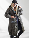 Sara Oversize Quilted hooded jacket Khaki
