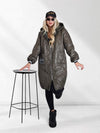 Sara Oversize Quilted hooded jacket Khaki
