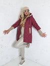 Tracey hooded quilted coat Burgundy
