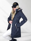 Black hooded check detail parka jacket