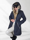 Black hooded check detail parka jacket