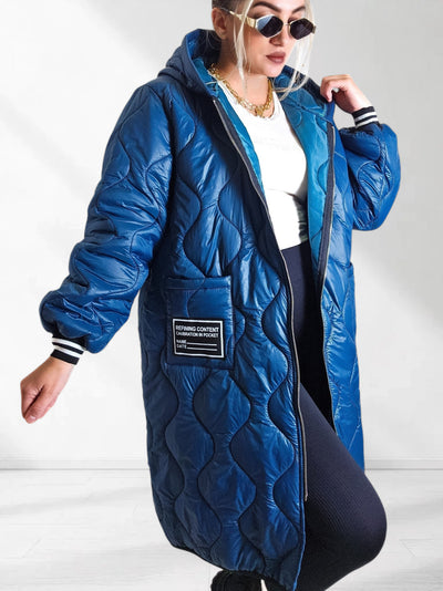 Sara Oversize Quilted hooded jacket Petrol