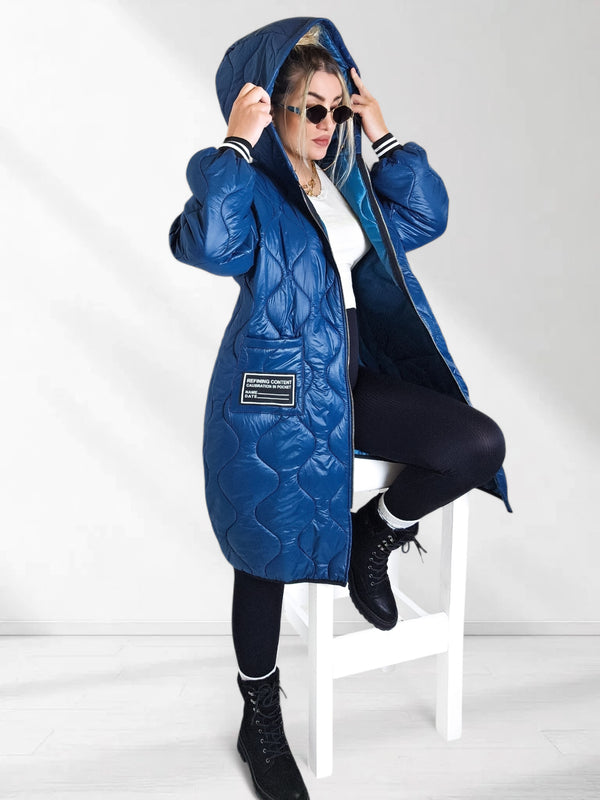 Sara Oversize Quilted hooded jacket Petrol