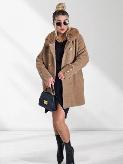 Emily Golden button coat Beige