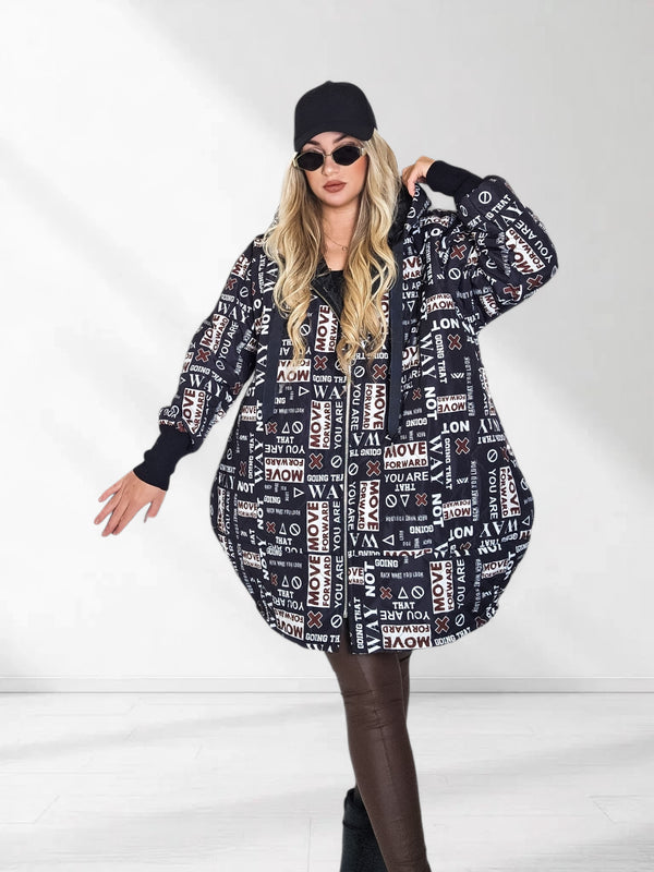 Thea Oversize Quilted hooded jacket Black
