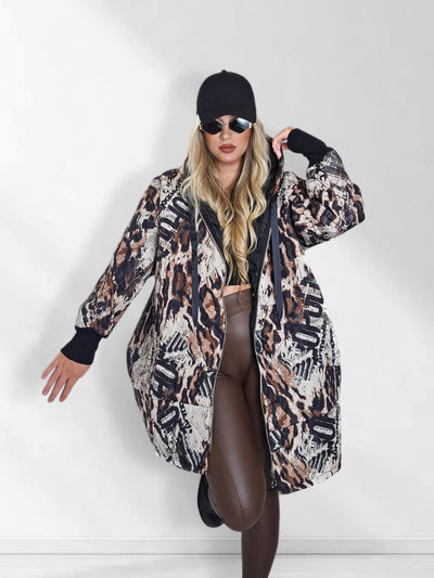 Thea Oversize Quilted hooded jacket Mix