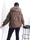 Lucy Faux fur collar puffer jacket Chocolate