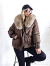 Lucy Faux fur collar puffer jacket Chocolate