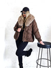 Lucy Faux fur collar puffer jacket Chocolate
